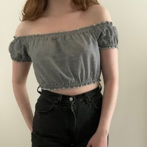 Wild Honey Gingham Off-the-shoulder Crop Top